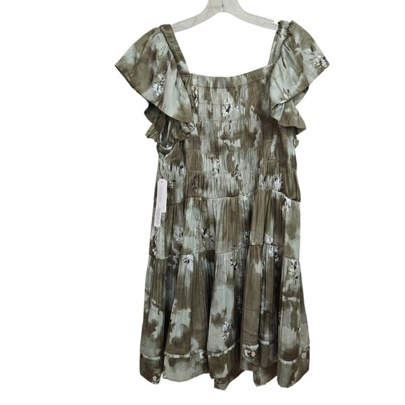 Anthropologie Dress Womens Size M Flutter Sleeve Square neck Mini Pleated NEW - Picture 6 of 13